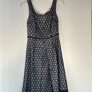 Sleeveless navy lace dress